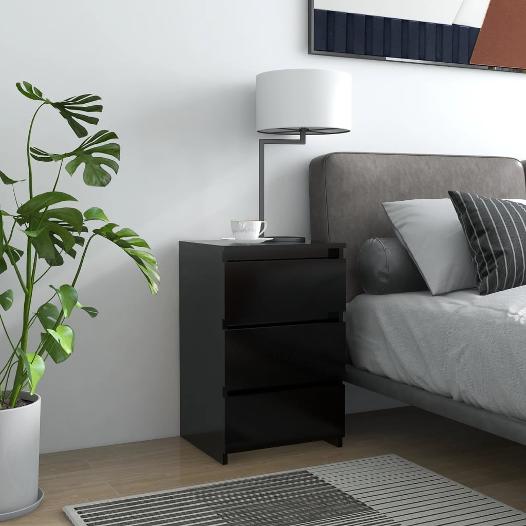 Bedside Table - NAPOLI Nightstand Black 40cm