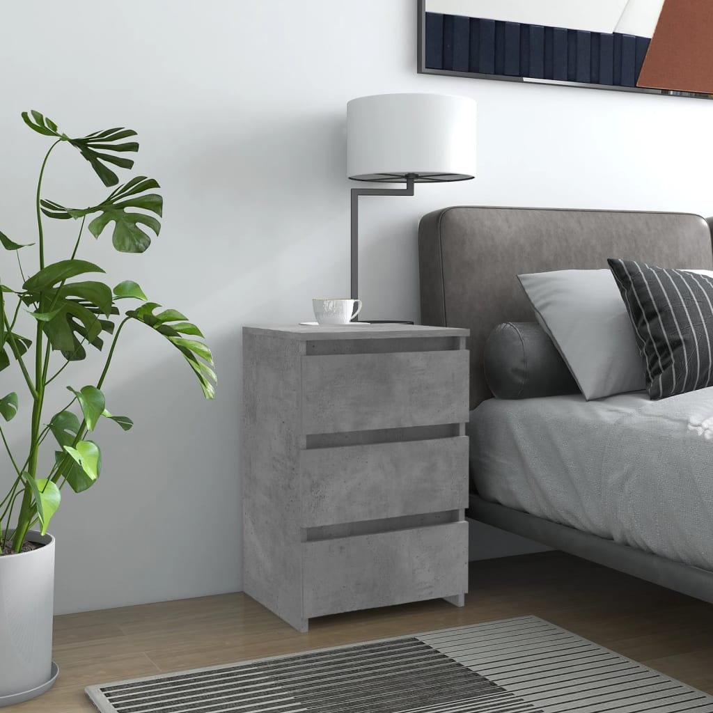 Bedside Table - NAPOLI Nightstand Concrete Grey 40cm