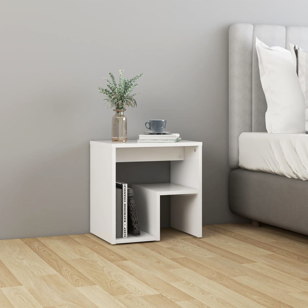 Bedside Table - DAWSON Nightstand White 40cm