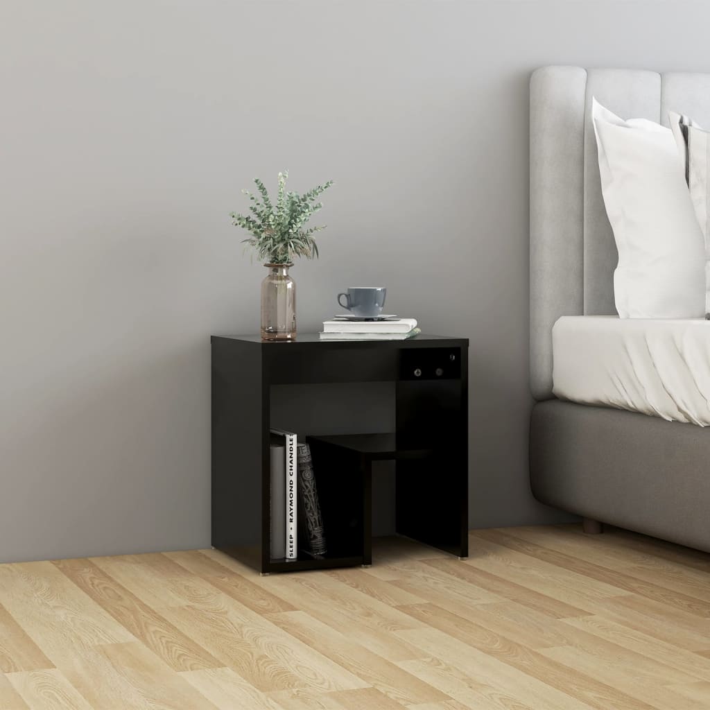 Bedside Table - DAWSON Nightstand Black 40cm
