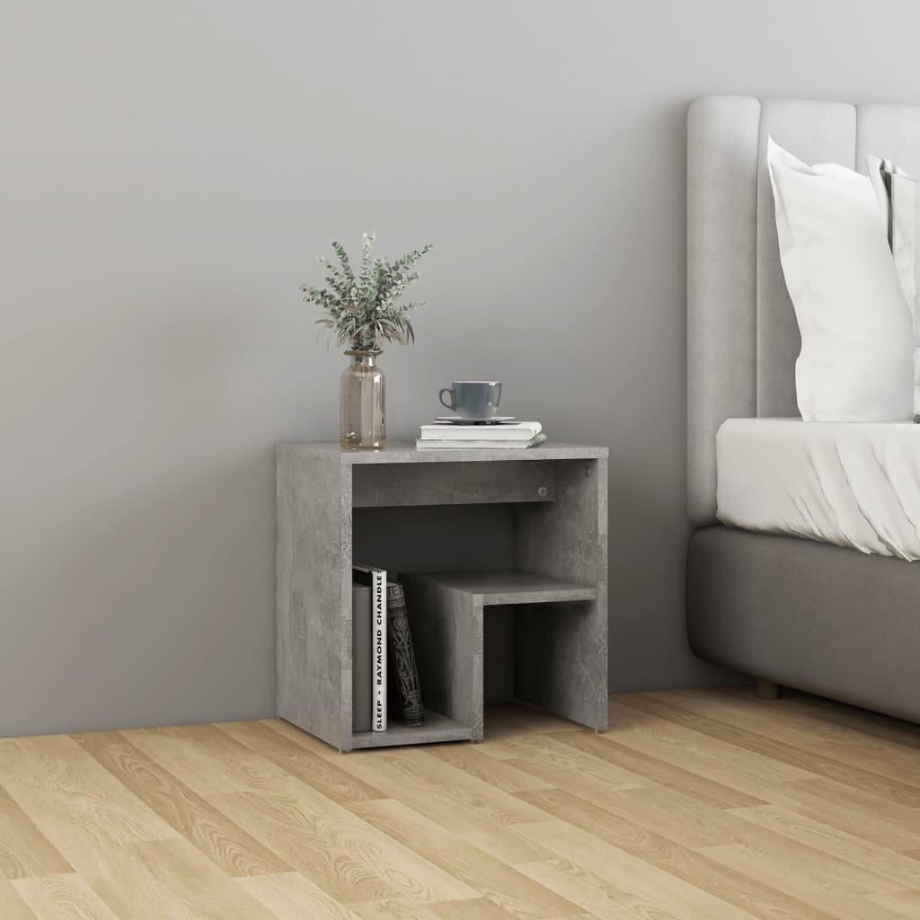 Bedside Table - DAWSON Nightstand Concrete Grey 40cm