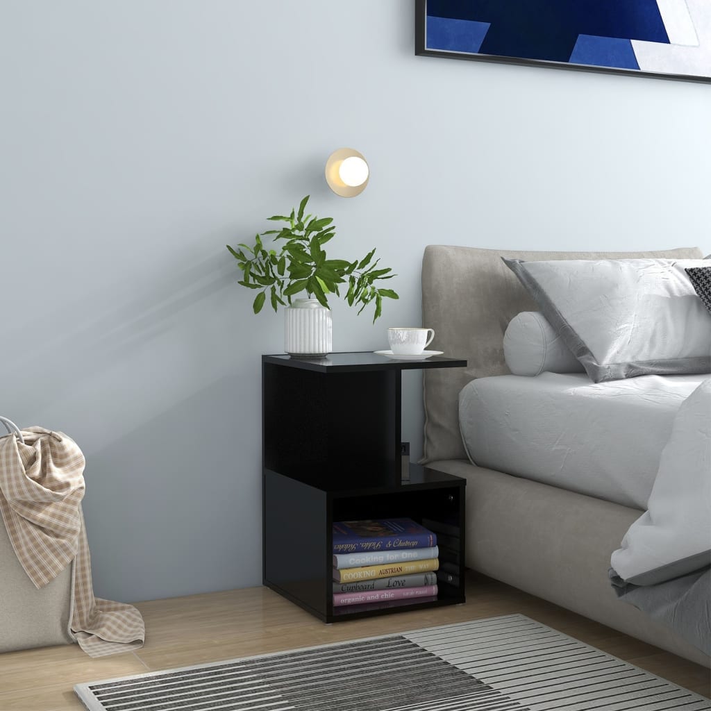 Bedside Table - MARLOWE Nightstand Black 35cm