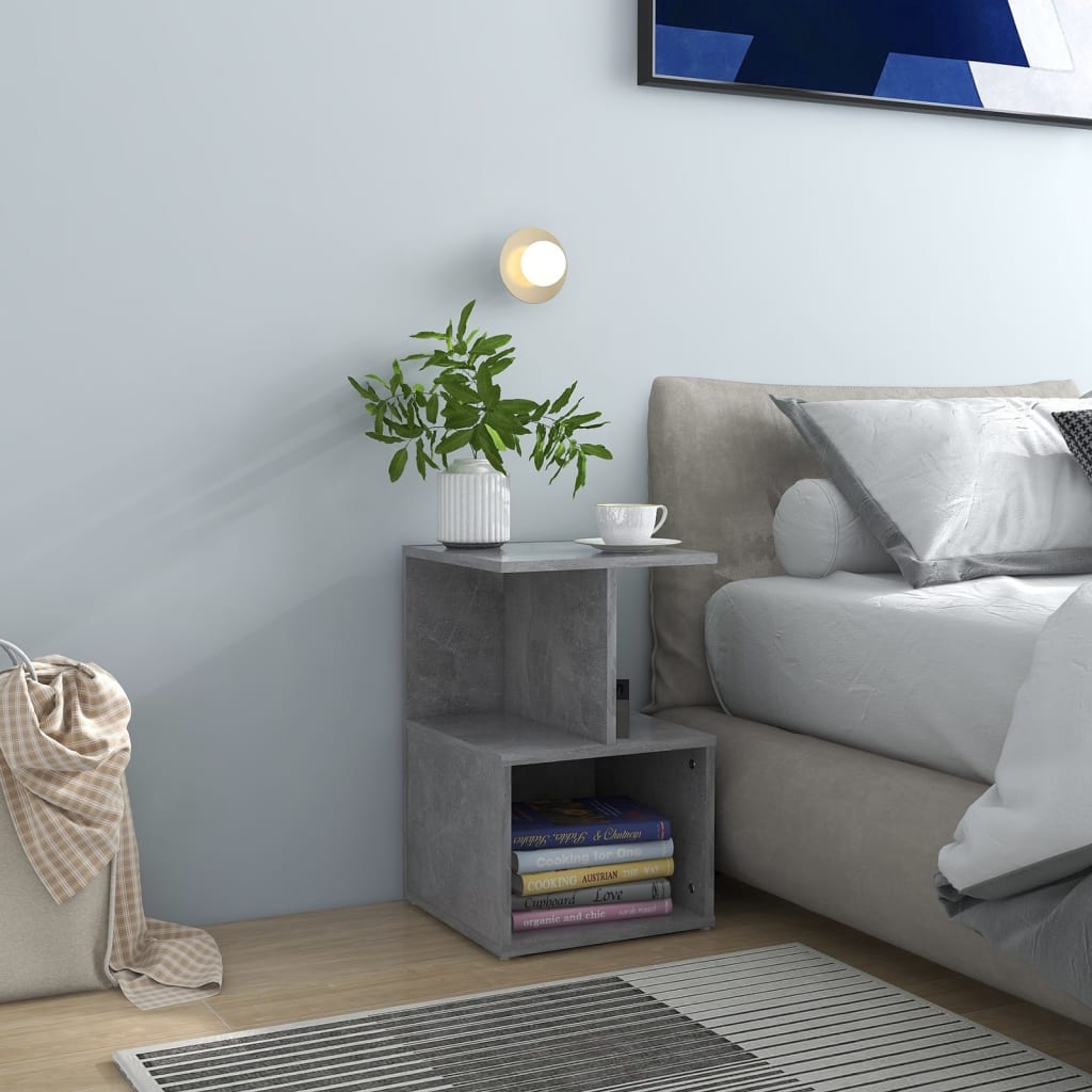 Bedside Table - MARLOWE Nightstand Concrete Grey 35cm