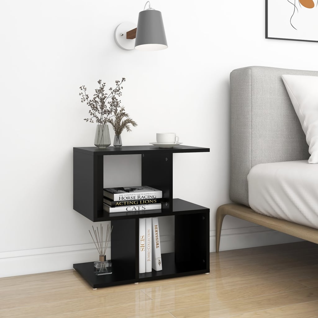 Bedside Table - CLEVELAND 2 Piece Nightstand Black 50cm