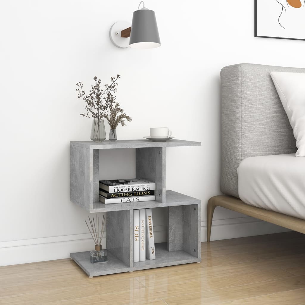 Bedside Table - CLEVELAND 2 Piece Nightstand Concrete Grey 50cm