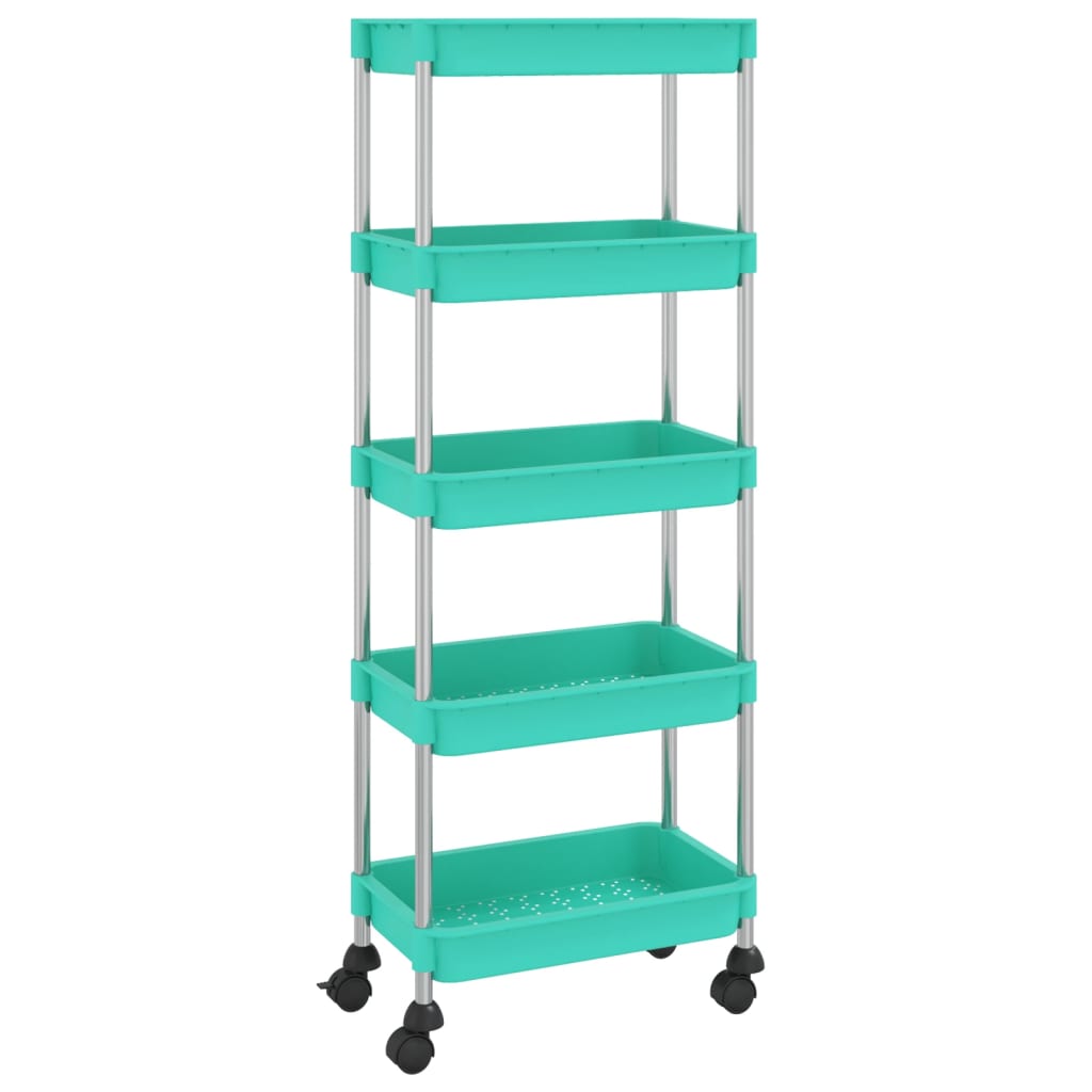 5-Tier Kitchen Trolley Turquoise 40x22x116 cm Iron and ABS