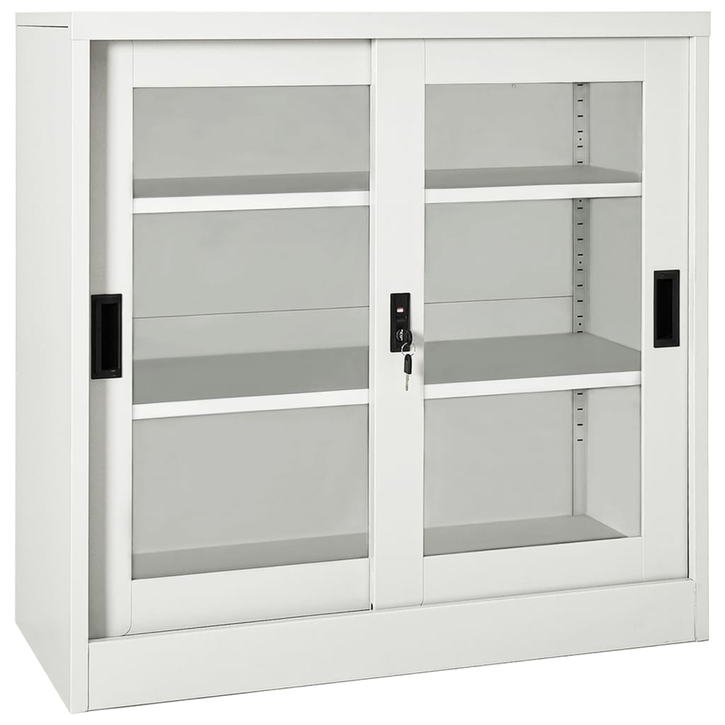 Sliding Door Cabinet Light Grey 90x40x90 cm Steel