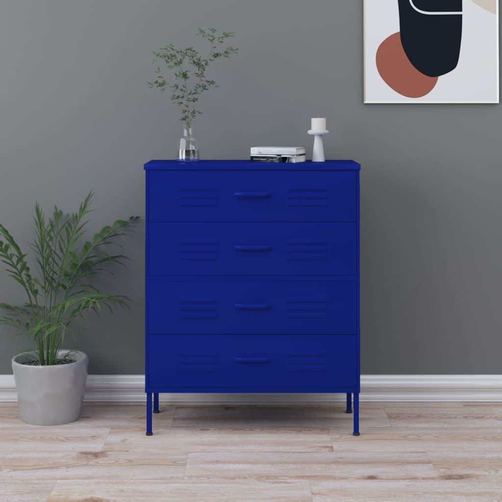 EWELINA Blue Chest of Drawers - Medium-sized, 4 Drawers