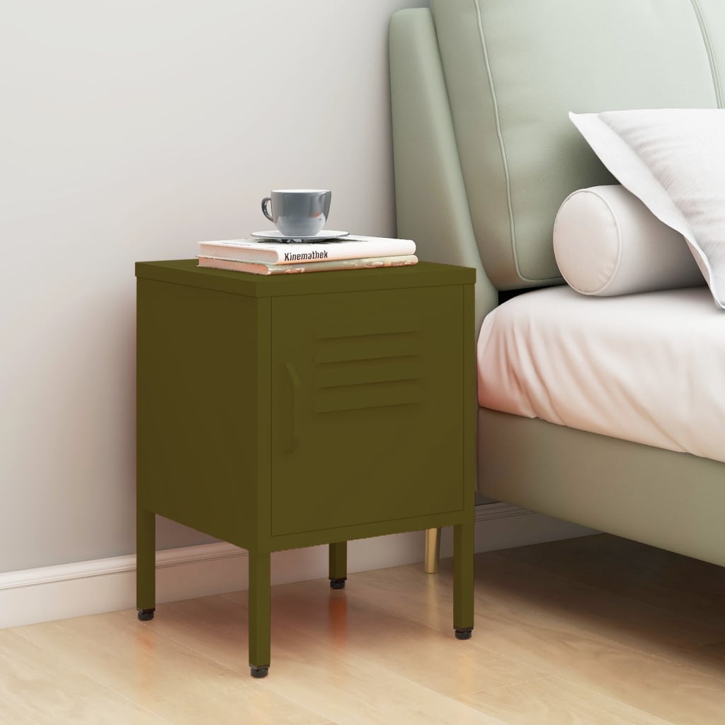Bedside Table - MAYER Jay Nightstand Olive Green 35cm
