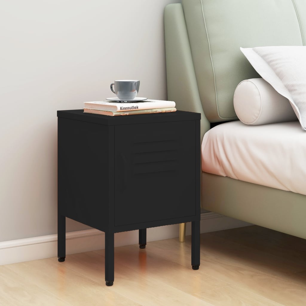 Bedside Table - MAYER Lou Nightstand Black 35cm