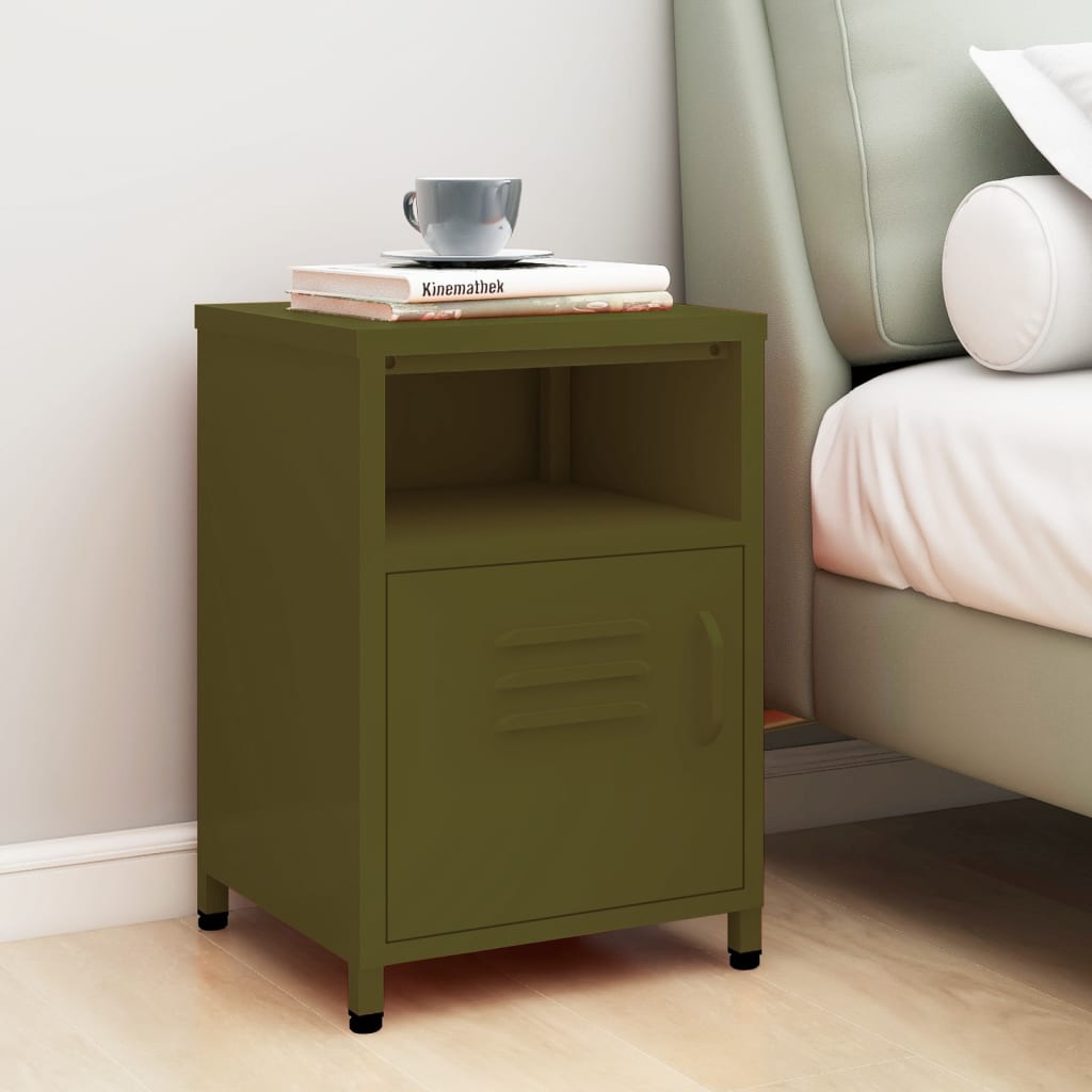 Bedside Table - MAYER Rae Nightstand Olive Green 35cm