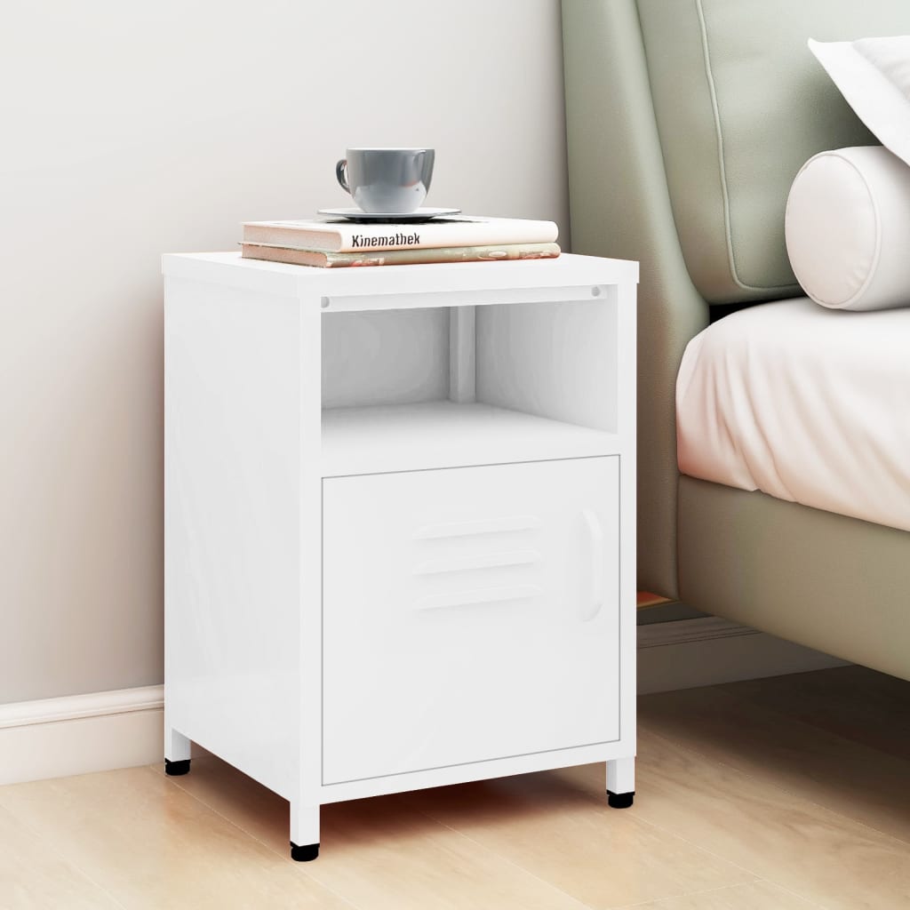 Bedside Table - MAYER Cal Nightstand White 35cm