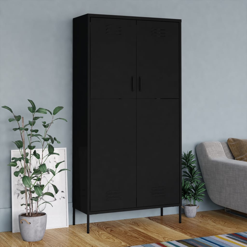 ASPEN 2 Door Wardrobe Black - 90cm