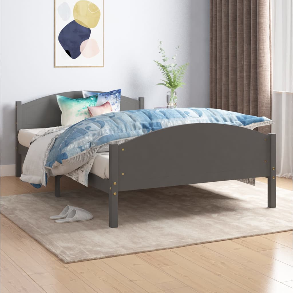 Bed Frame Dark Grey Solid Pine Wood 120x200 cm