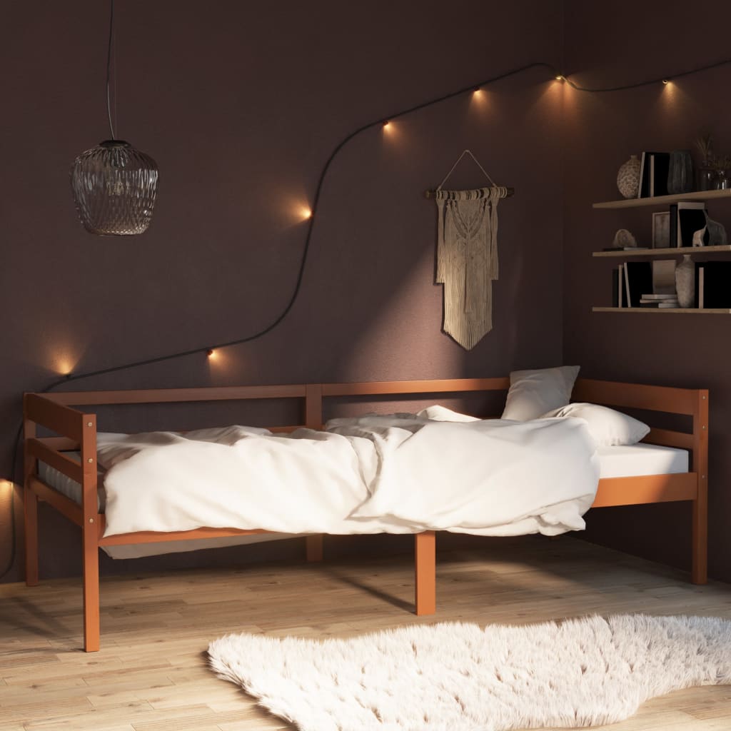 Bed Frame Honey Brown Solid Pinewood 90x200 cm