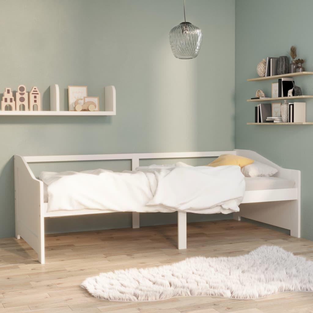 3-Seater Day Bed White Solid Pinewood 90x200 cm