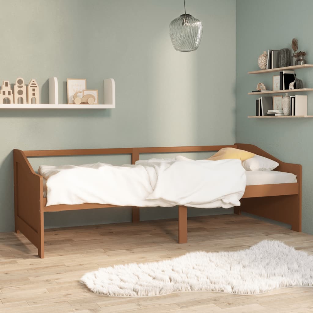 3-Seater Day Bed Honey Brown Solid Pinewood 90x200 cm