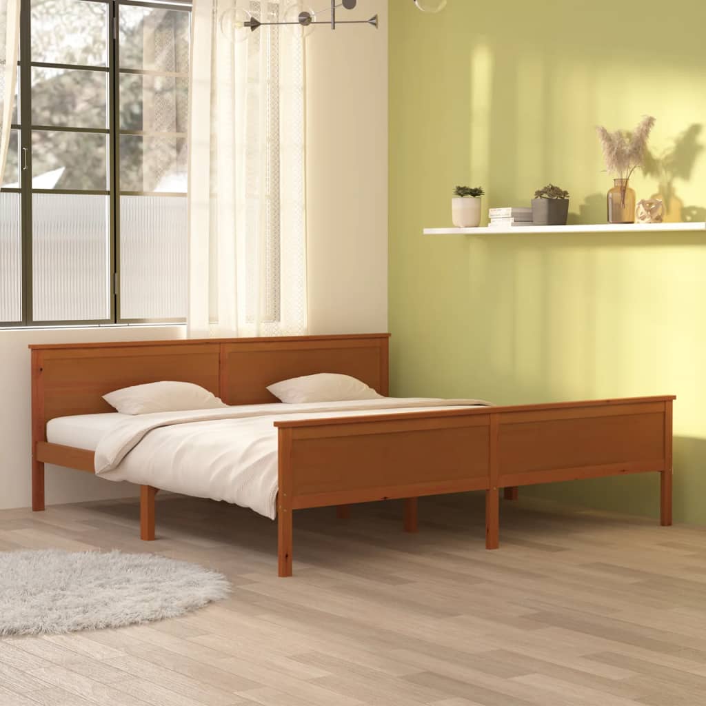 Bed Frame Honey Brown Solid Wood Pine 200x200 cm