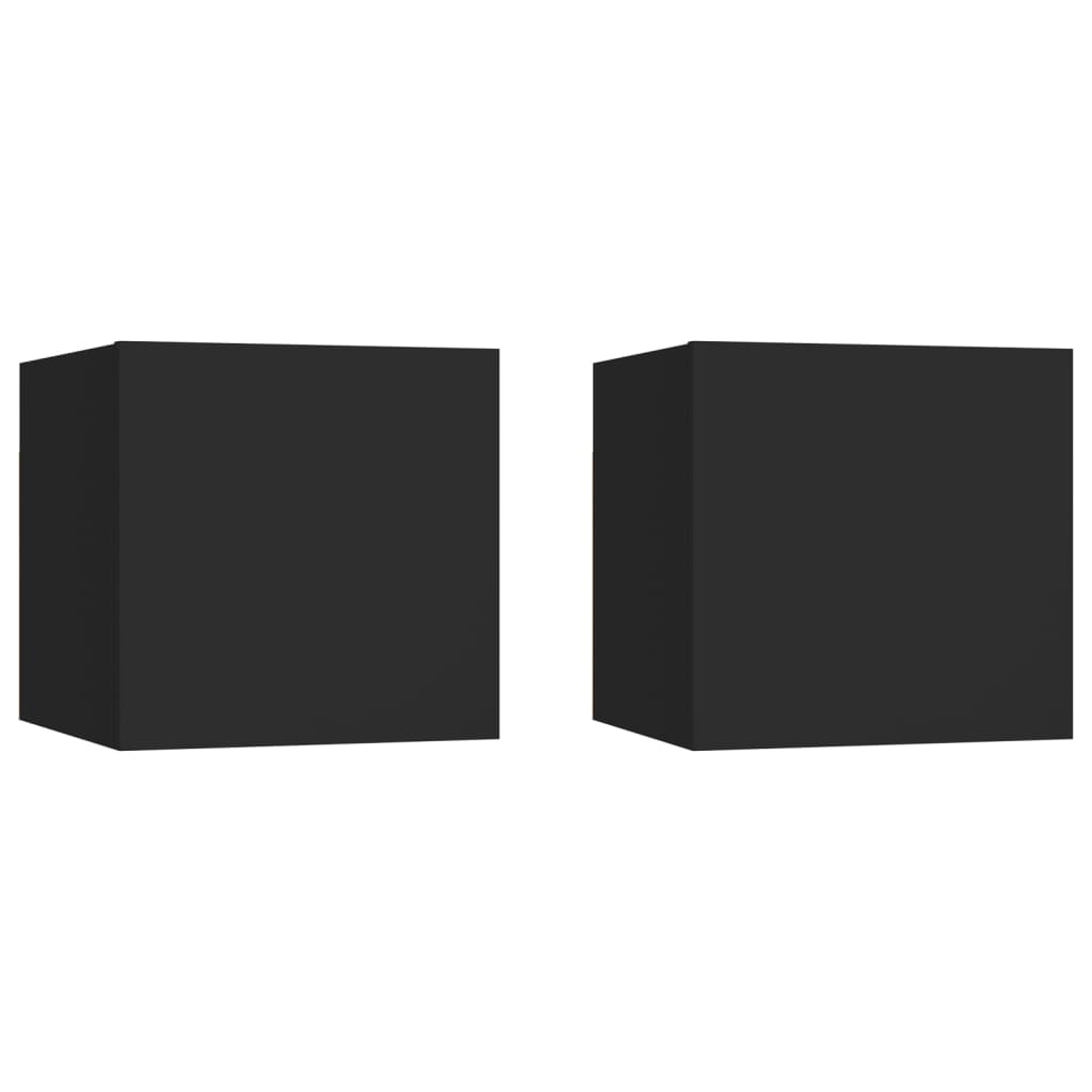 Bedside Table - WELLAND 2 Piece Nightstand Black 30.5cm