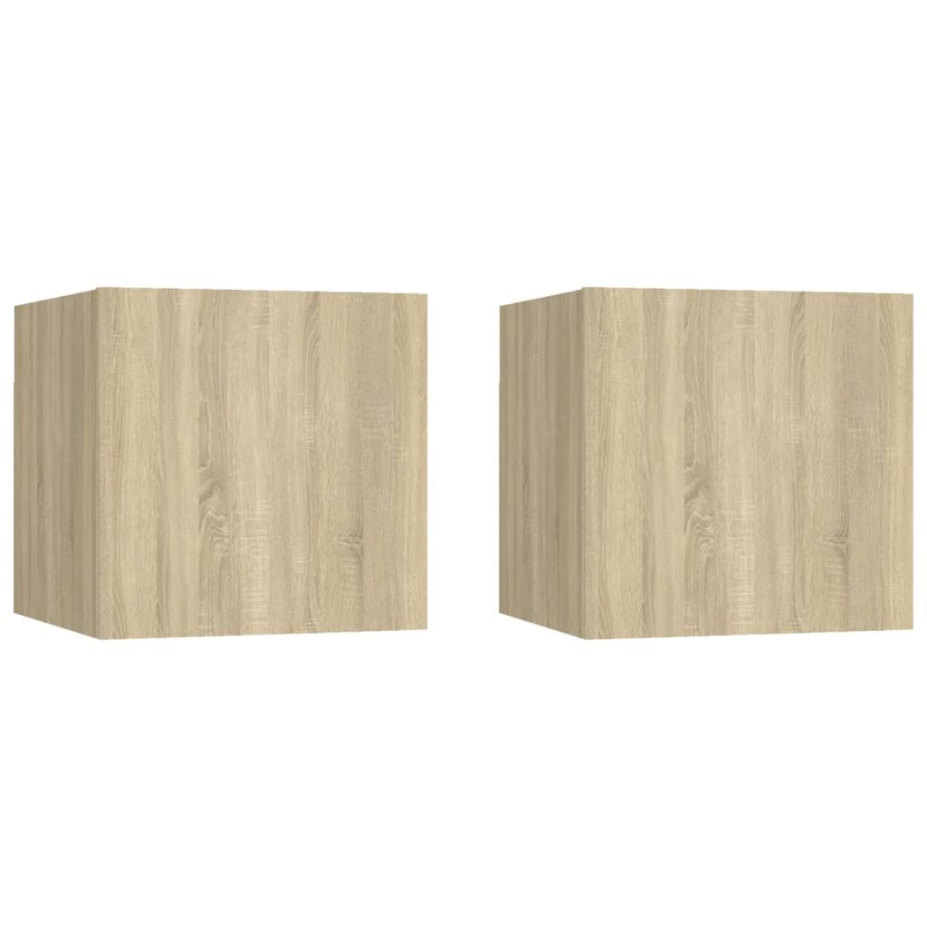 Bedside Table - WELLAND 2 Piece Nightstand Sonoma Oak 30.5cm