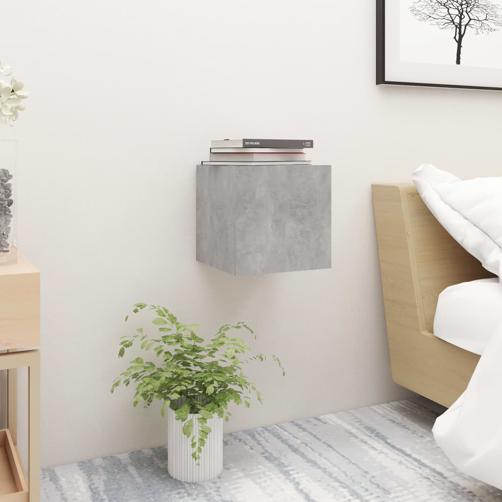 Bedside Table - WELLAND Nightstand Concrete Grey 30.5cm