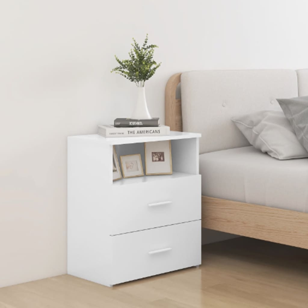 Bedside Table - CHELSEA Nightstand White 50cm