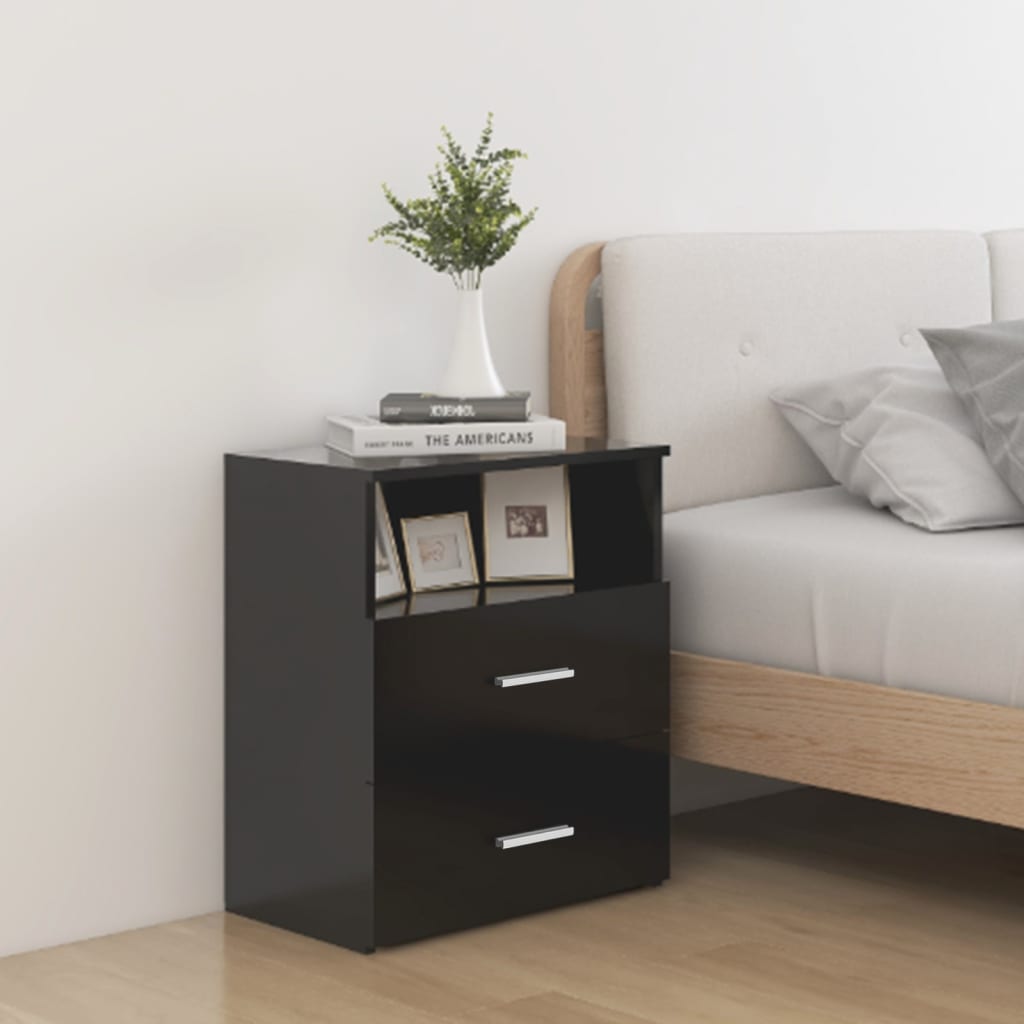 Bedside Table - CHELSEA Nightstand Black 50cm