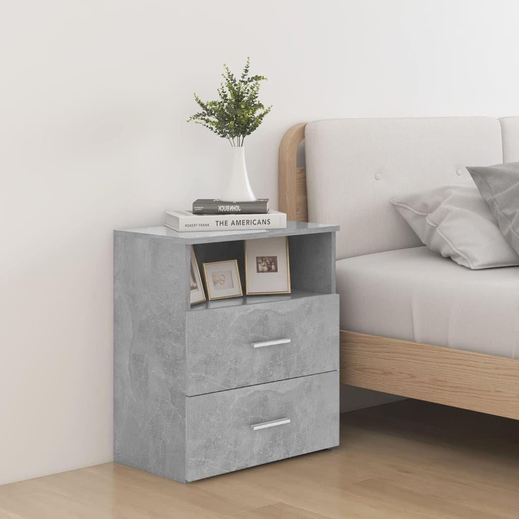 Bedside Table - CHELSEA Nightstand Concrete Grey 50cm