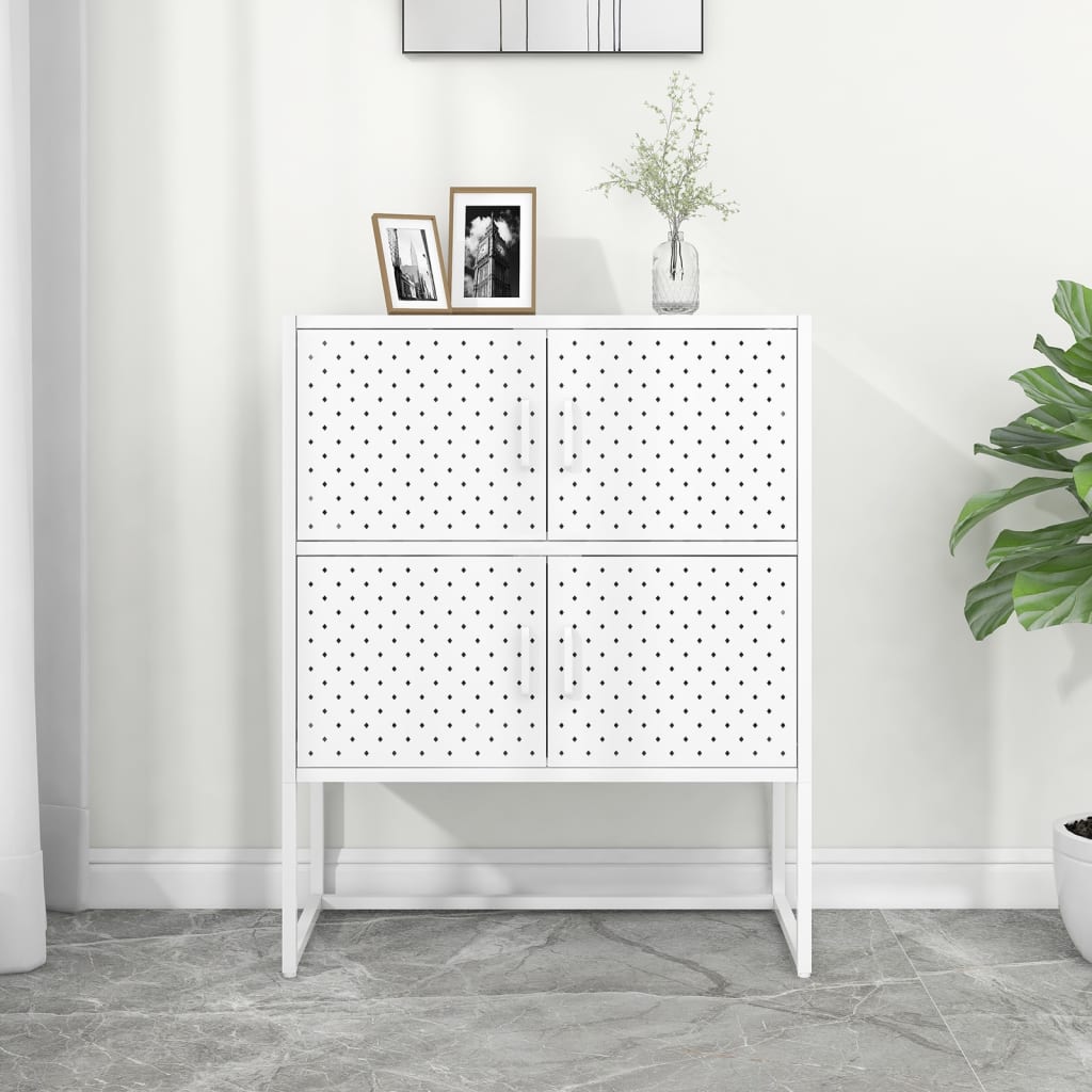 Highboard White 80x35x100 cm Steel