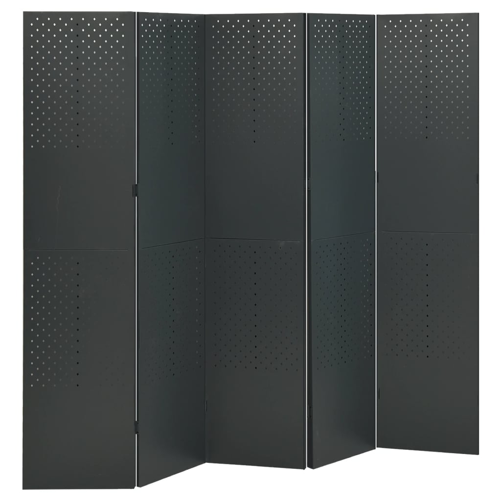 5-Panel Room Divider Anthracite 200x180 cm Steel