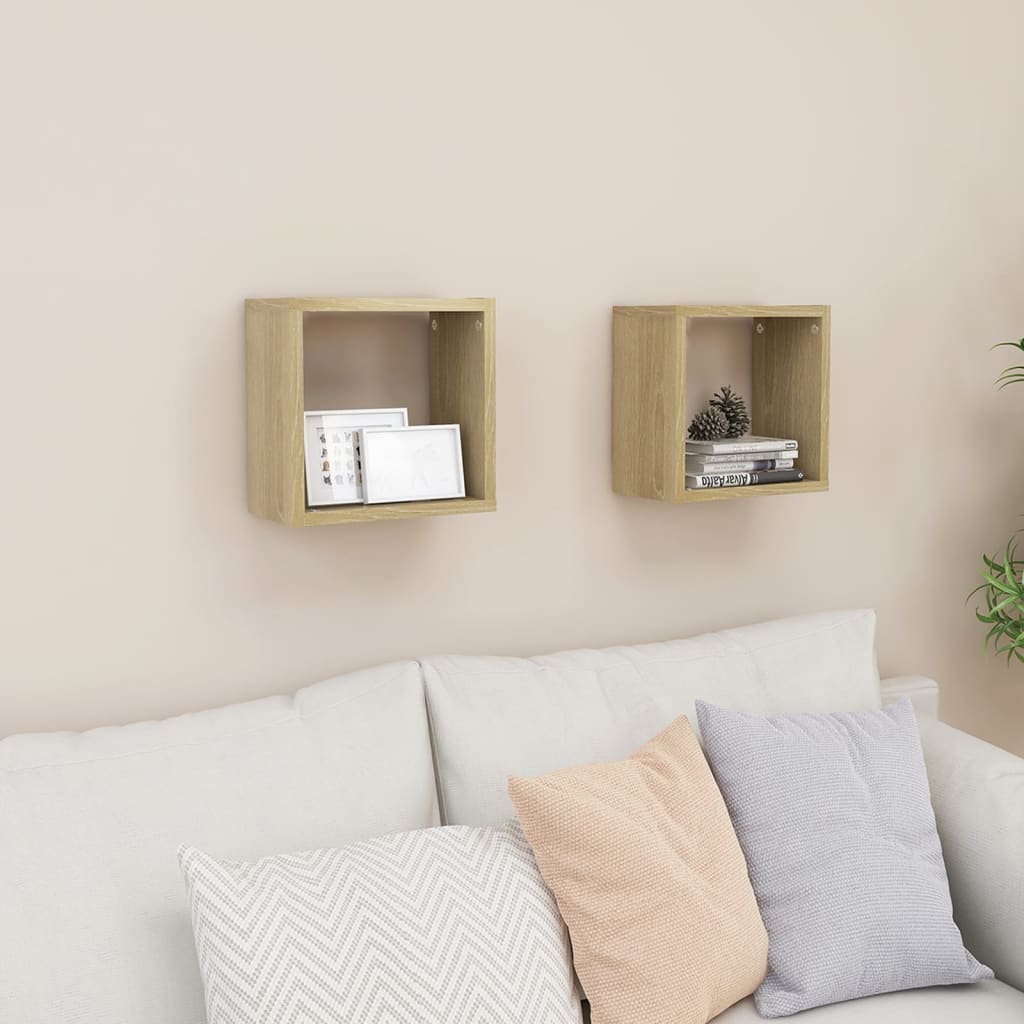 Wall Cube Shelves 2 Pieces Sonoma Oak 26x15x26 cm