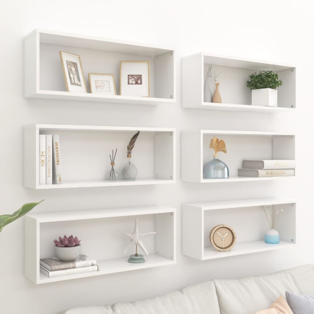 Wall Cube Shelf 6 Pieces White 60x15x23 cm Engineered Wood