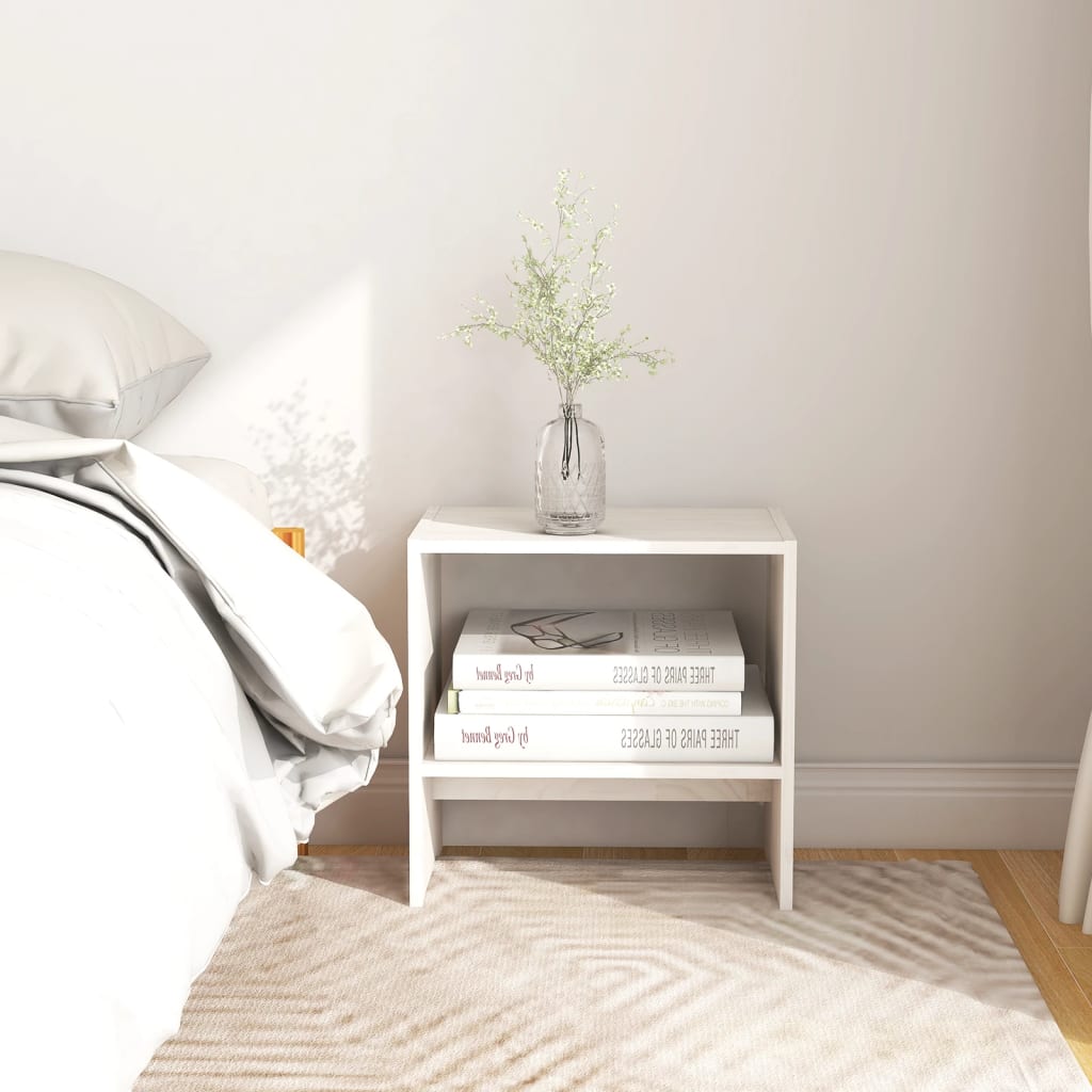 Bedside Table - FLEMING Nova 2 Piece Nightstand White 40cm