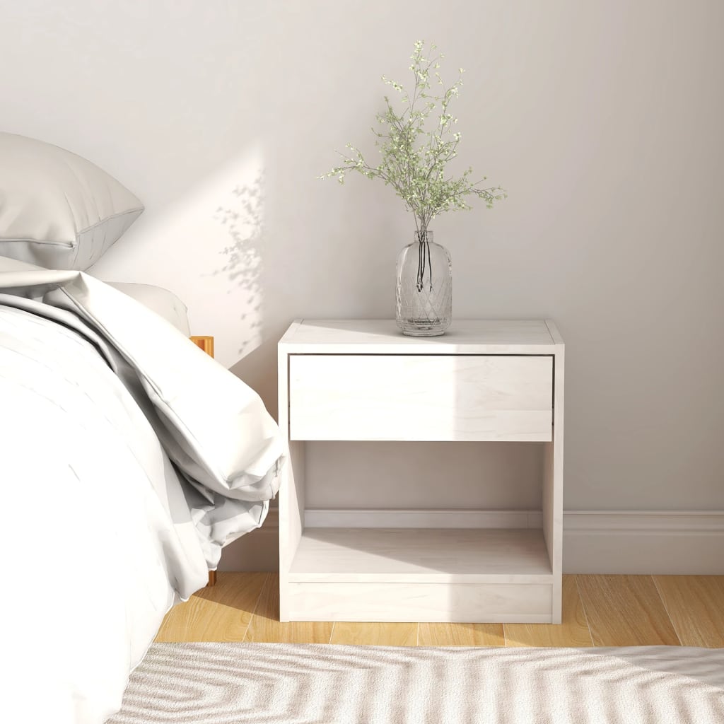 Bedside Table - SHERMAN Nightstand White 40cm
