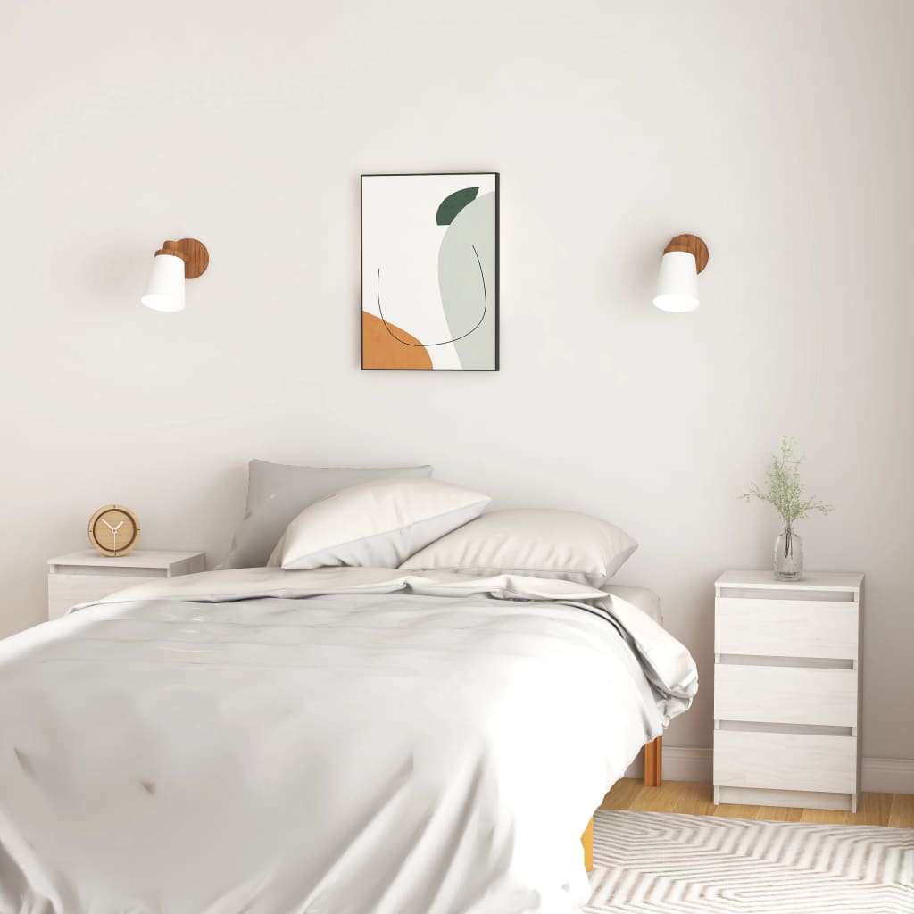 Bedside Table - HAMMOND 2 Piece Nightstand White 40cm