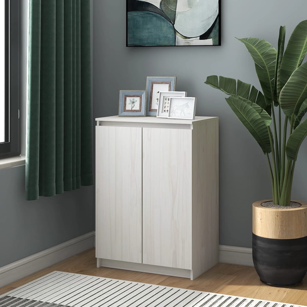 Sideboard White 60x36x84 cm Solid Pinewood