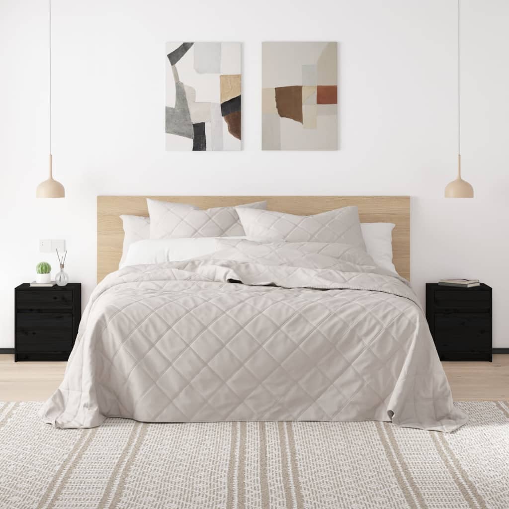Bedside Table - SHEFFIELD 2 Piece Nightstand Black 40cm