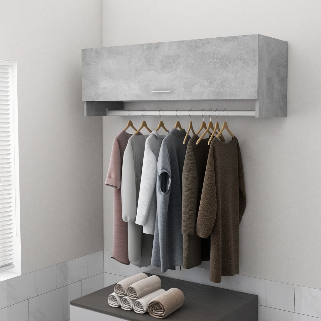 Wardrobe Concrete Grey 100x32.5x35cm Engineered Wood