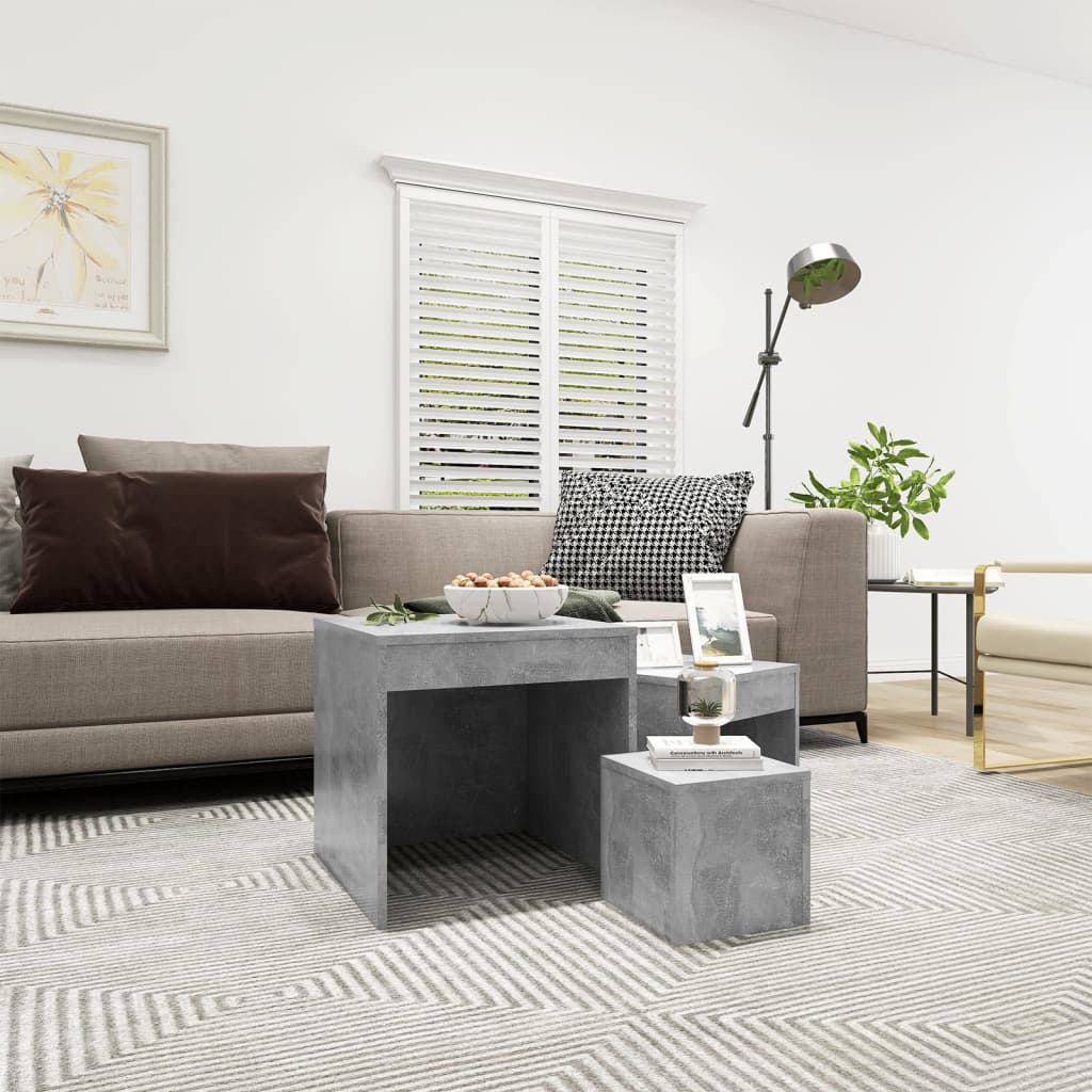 Nesting Tables 3 pcs Concrete Grey Chipboard