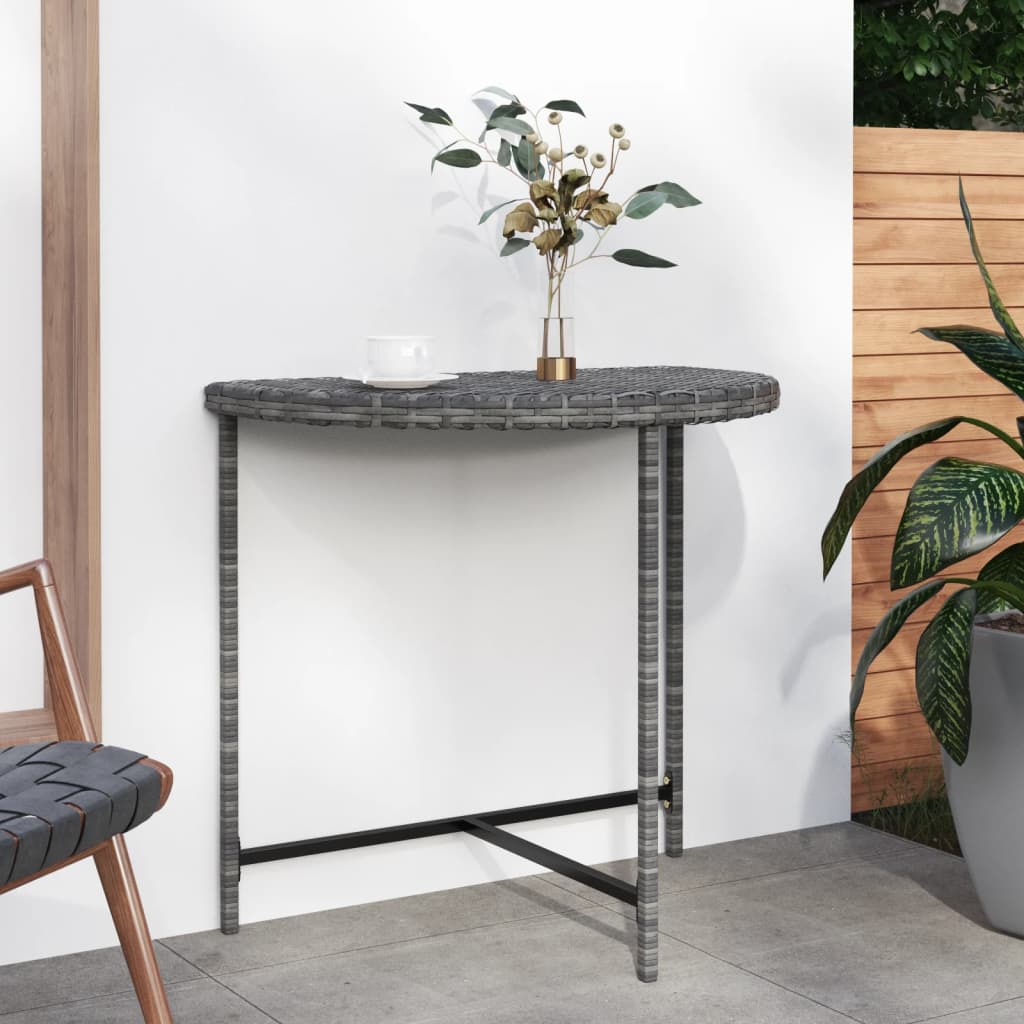 Garden Table Grey 80x50x75 cm Poly Rattan