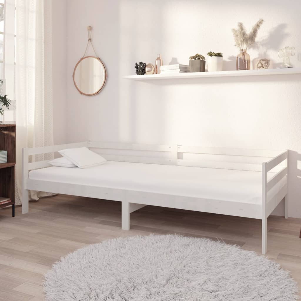 Day Bed White Solid Pinewood 90x200 cm