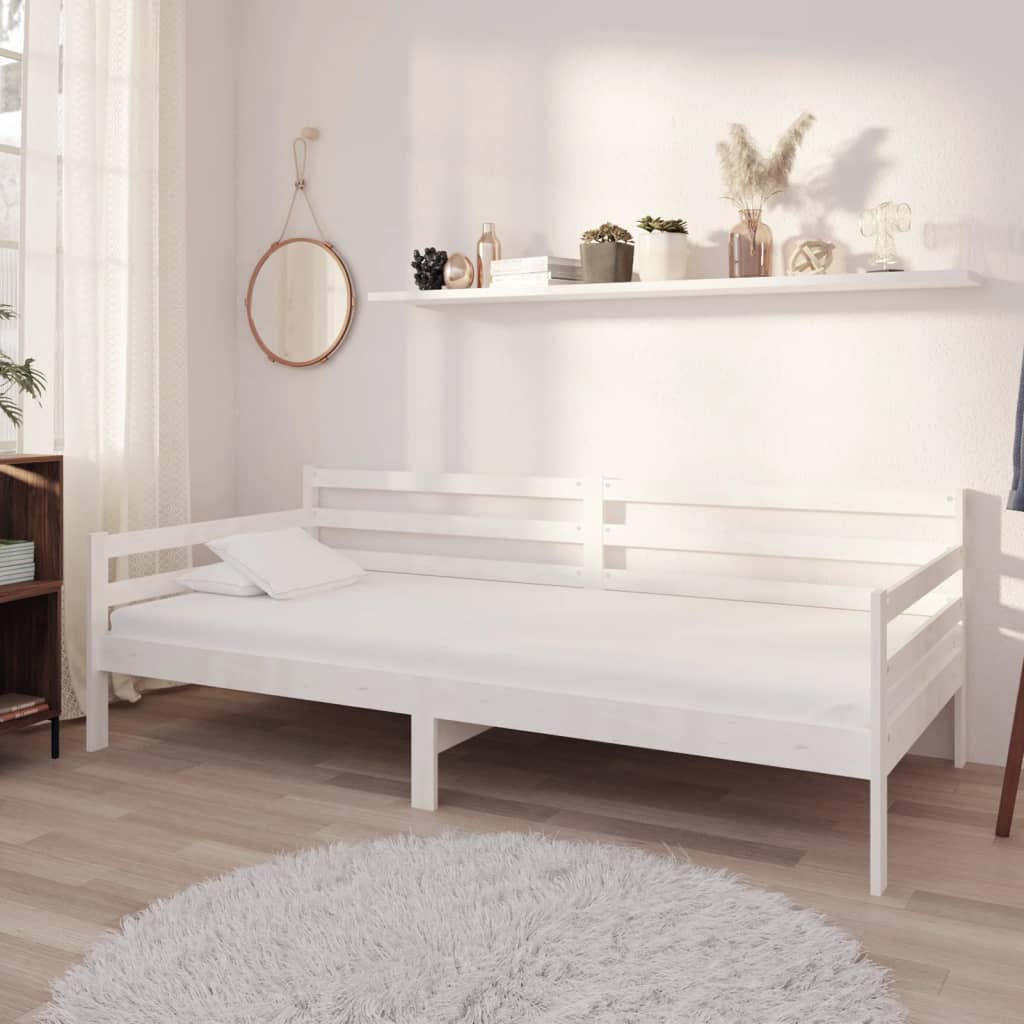 Day Bed White Solid Pinewood 90x200 cm