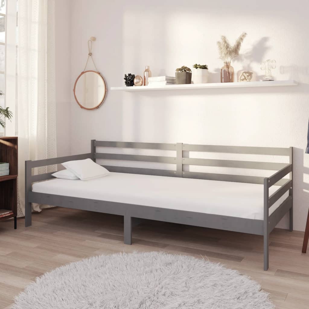 Day Bed Grey Solid Pinewood 90x200 cm