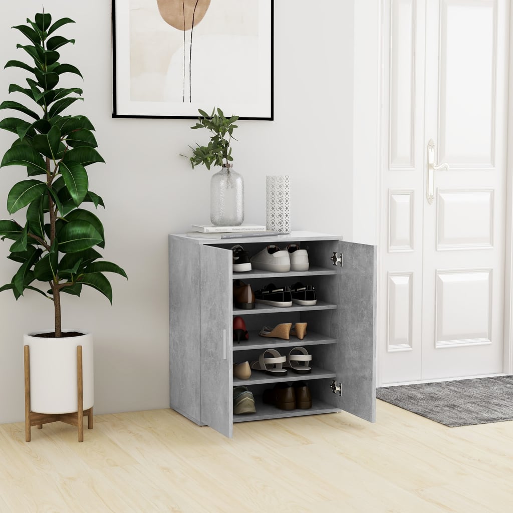 Shoe Cabinet Concrete Grey 60x35x70 cm Engineered Wood
