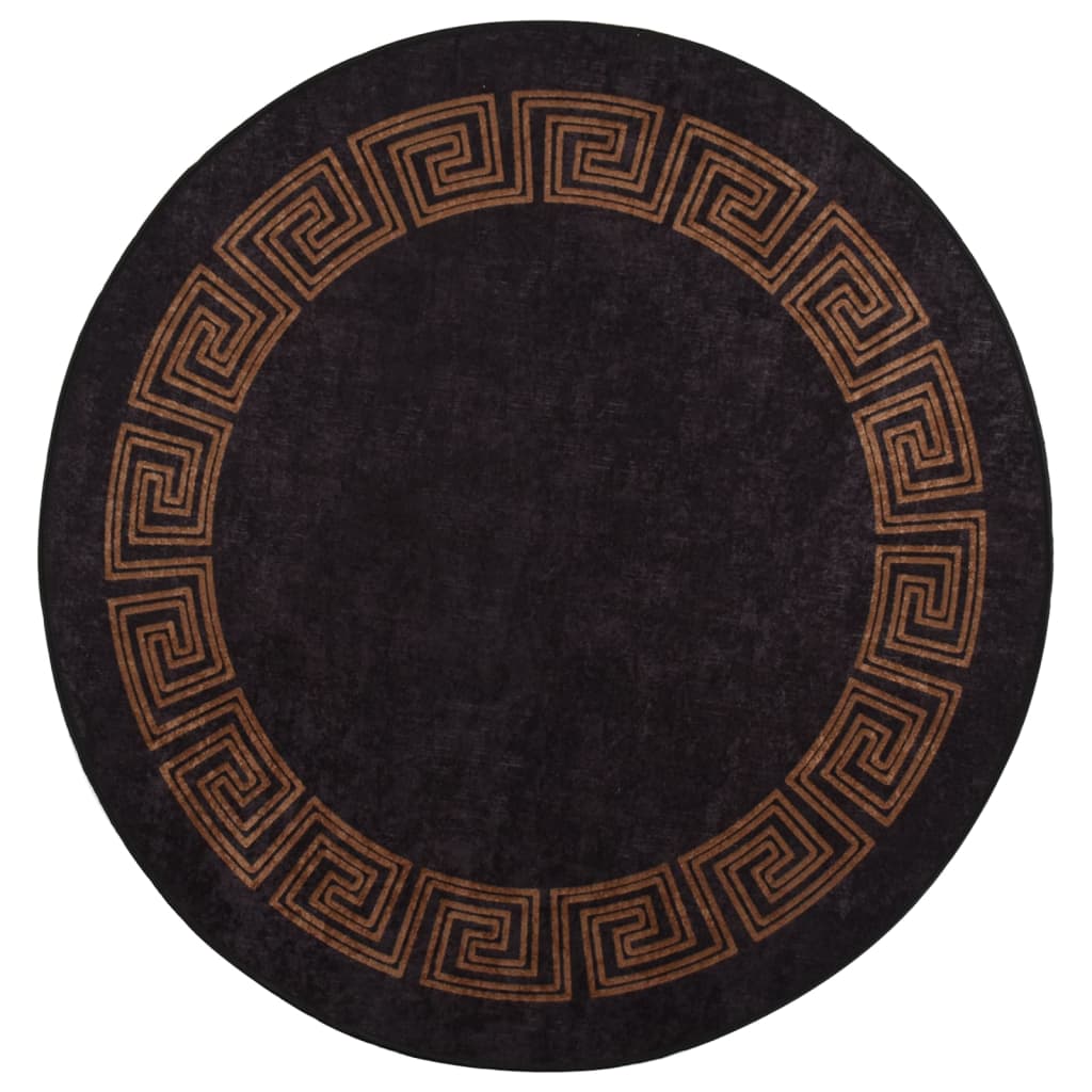 Rug Washable 120 cm Black and Gold Anti Slip