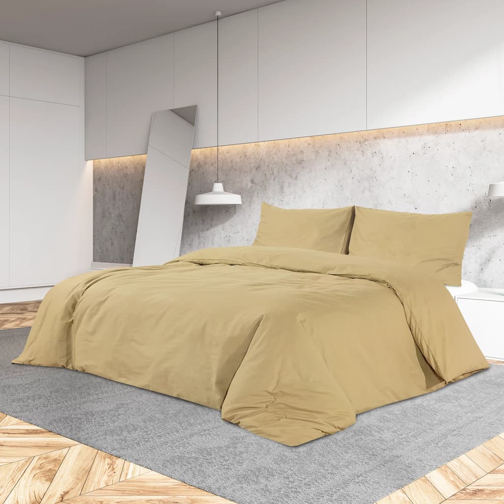 Duvet Cover Set Taupe 200x200cm Light-weight Microfiber