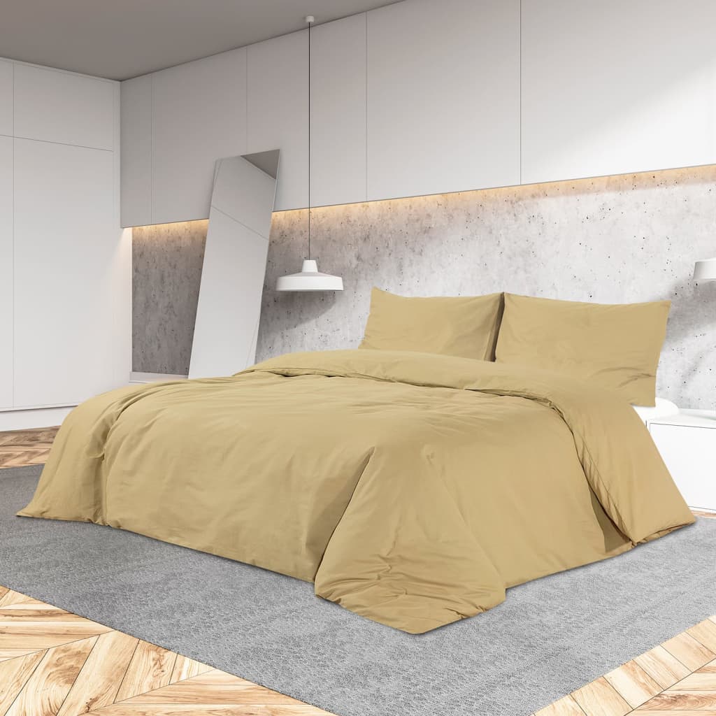 Duvet Cover Set Taupe 200x220cm Light-weight Microfiber