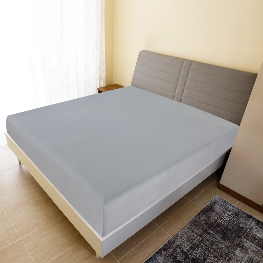 Jersey Fitted Sheets 2 Pcs Grey 180x200cm Cotton