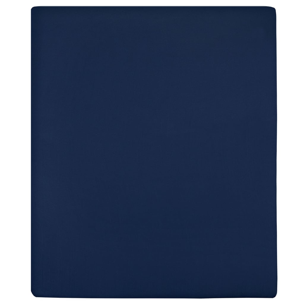 Jersey Fitted Sheets 2 Pcs Navy Blue Cotton