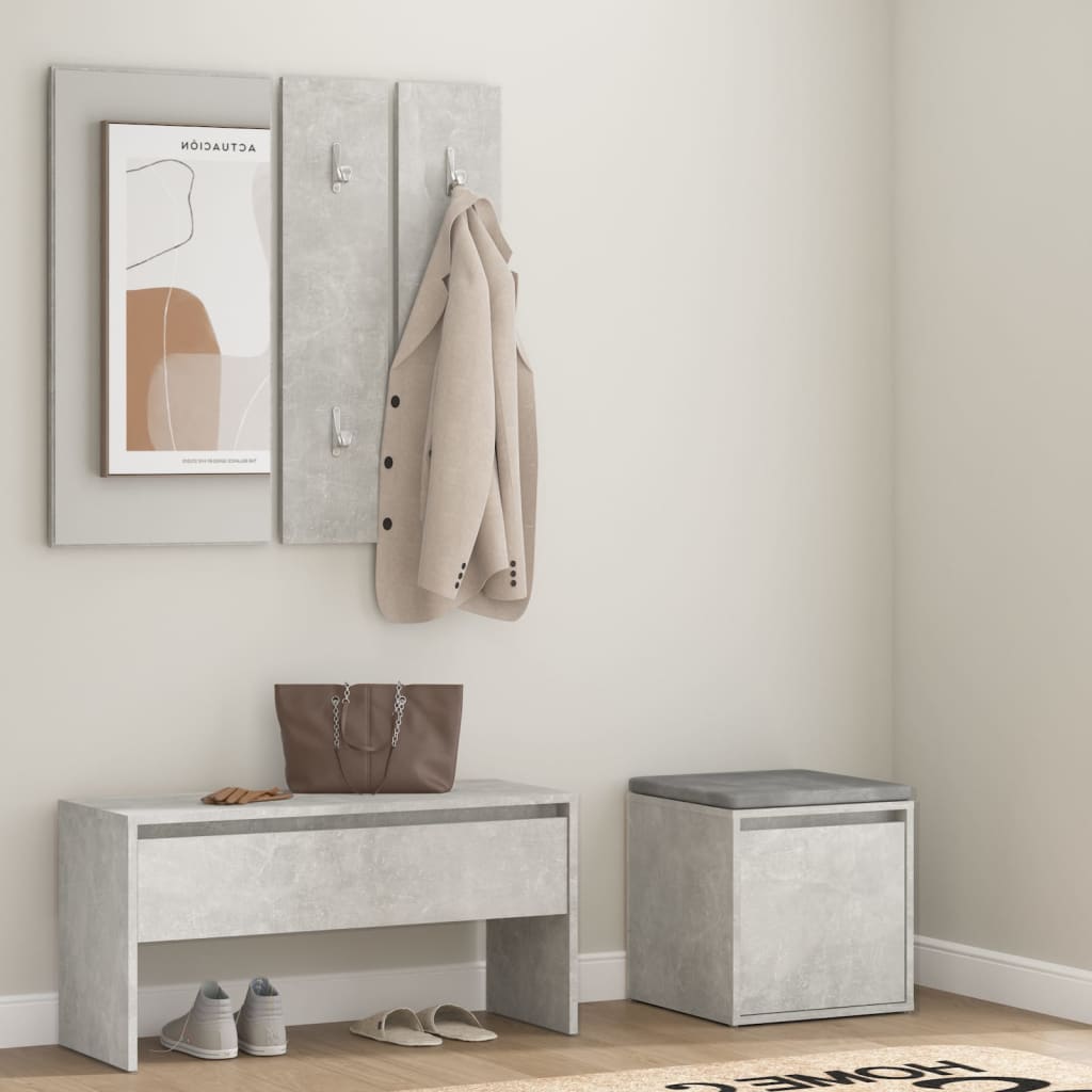 Hallway Furniture Set Concrete Grey Engineered Wood - Yuan